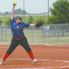 CRANKING IT UP: Rylie Pass, one of two pitchers Bray-Doyle will utilize this season, throws to the plate in a tournament last week.