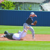TURNING TWO: Marlow shortstop Houston Davis attempts to complete a double play in the Outlaws’ 2-1 win over Marietta in the opening game of the regional tournament last Thursday.