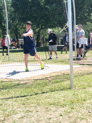 Marlow sophomore Cian Durham competed in both discus throw and shot put finals at the Regional meet April 29 at Madill. In shot put, he had a final throw of 44’, and was 3rd out of 29 competitors. In disc, he threw 121’2” and placed 6th out of 28 competitors. Photo Submitted by Coach Bobby Wortham