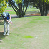 CHIPPING AWAY: Marlow’s Ryan Ridge chips on the green at the Southern Oklahoma Invitational in Duncan last Thursday.