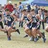 STATE MEET: The Marlow boys cross country team leaves the starting line to begin the state meet in Shawnee last Saturday. The Outlaws finished in fifth place out of 19 teams.