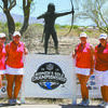 NJCAA TOURNAMENT: Murray State women’s golfers pose for a picture at the national tournament in Mesa, Ariz. in May. Murray State finished eighth out of 20 teams in the nation. Pictured: (from left) Paige Clinton of Durant, Brittany Boles of Marlow, Kitana Hollands of England and Rian Morris of England.