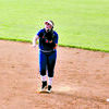 JUST SHORT:  infielder Kyndalin Byrd makes a play in a 5-4 loss to Elmore City-Pernell.