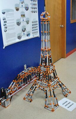 A bridge and a model of the Eiffel Tower are two projects on display in Bray-Doyle’s STEM lab.

Photo by Elizabeth Pitts-Hibbard/The Marlow Review