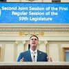 Oklahoma Gov. Kevin Stitt gave his fifth State of the State speech at the Capitol on Monday, Feb. 6, 2023. (Whitney Bryen/Oklahoma Watch)