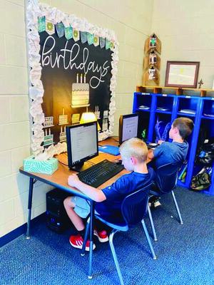 Students in Mrs. Jenna Boyles’s classroom work on a virtual assignment in preparation for the first school-wide Virtual Day on September 16.