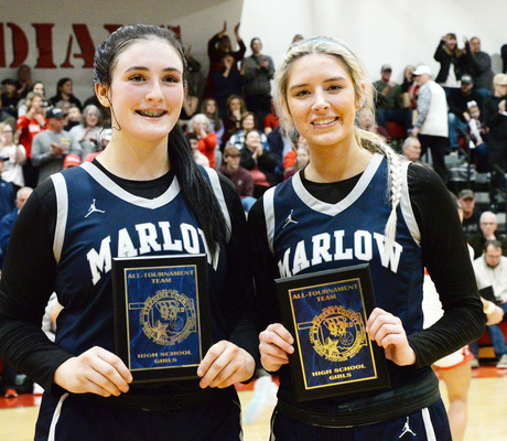 Lady Outlaws Kently Davis and Demi Hunt were named to All-Tournament Team. 
Photo by Toni Hopper-The Marlow Review