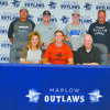 RANGER WYATT: Recently graduated Wyatt Bergner of Marlow signed a baseball scholarship with Northwestern Oklahoma State University in Alva Tuesday morning. Seated with Wyatt is his parents Janet and Terry Bergner. Standing from left are Marlow assistant baseball coach Eddie Herchock, Wakley Bergner, Will Bergner and Marlow head baseball coach John Morgan.