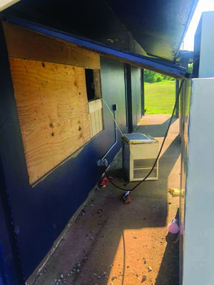 A photo posted on social media on June 18 shows some of the vandalism at the concession stand at Eddie Palmer Park. Police believe the suspects may be responsible for this incident as well as several burglaries that have been reported in town.