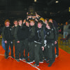 BACK AGAIN: Marlow wrestlers celebrate finishing as state runner-up at last year’s Dual State meet.